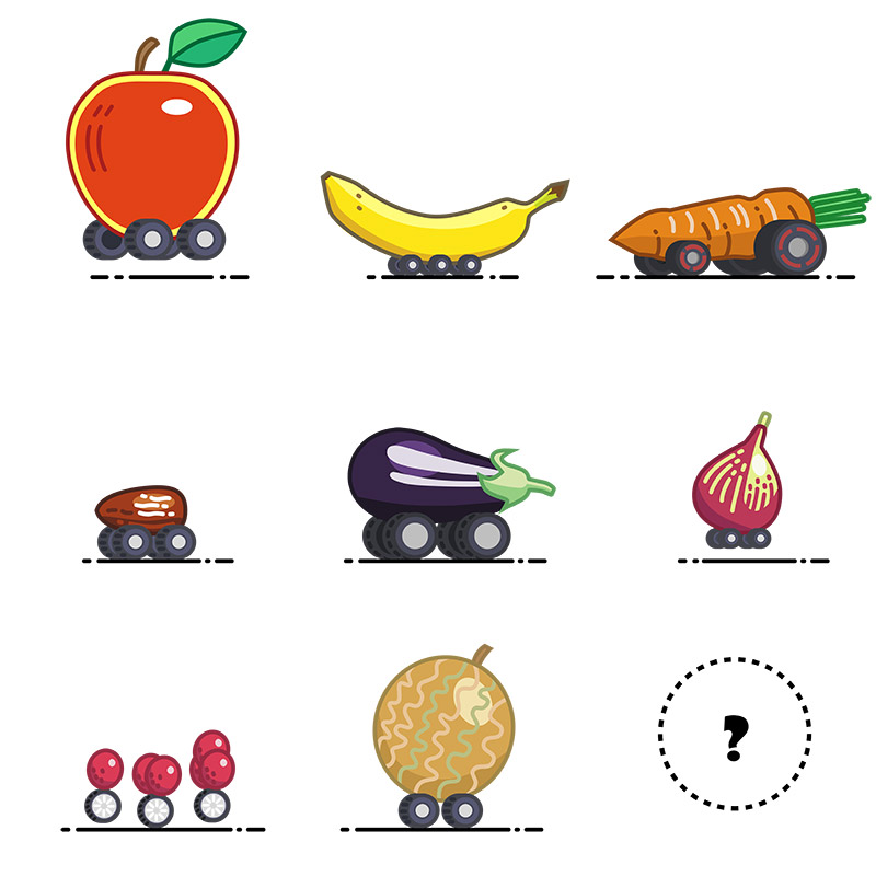 Illustration of produce with wheels