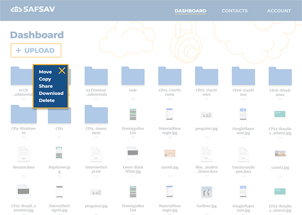 Dashboard options screen with white overlay in background