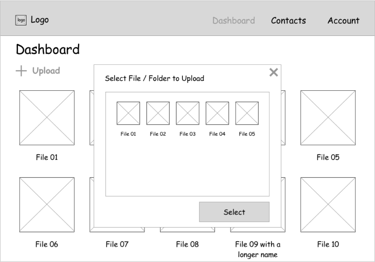 Upload file screen from Sign Up Process